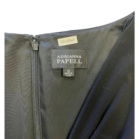 Adrianna Papell Black Sleeveless Formal Cocktail Tiered Midi Dress Size 10 - Picture 8 of 10